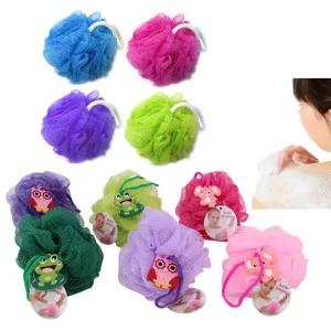 6 Loofah Bath Shower Sponge Scrub Pouf Mesh Brush Ball Exfoliating Body Scrubber