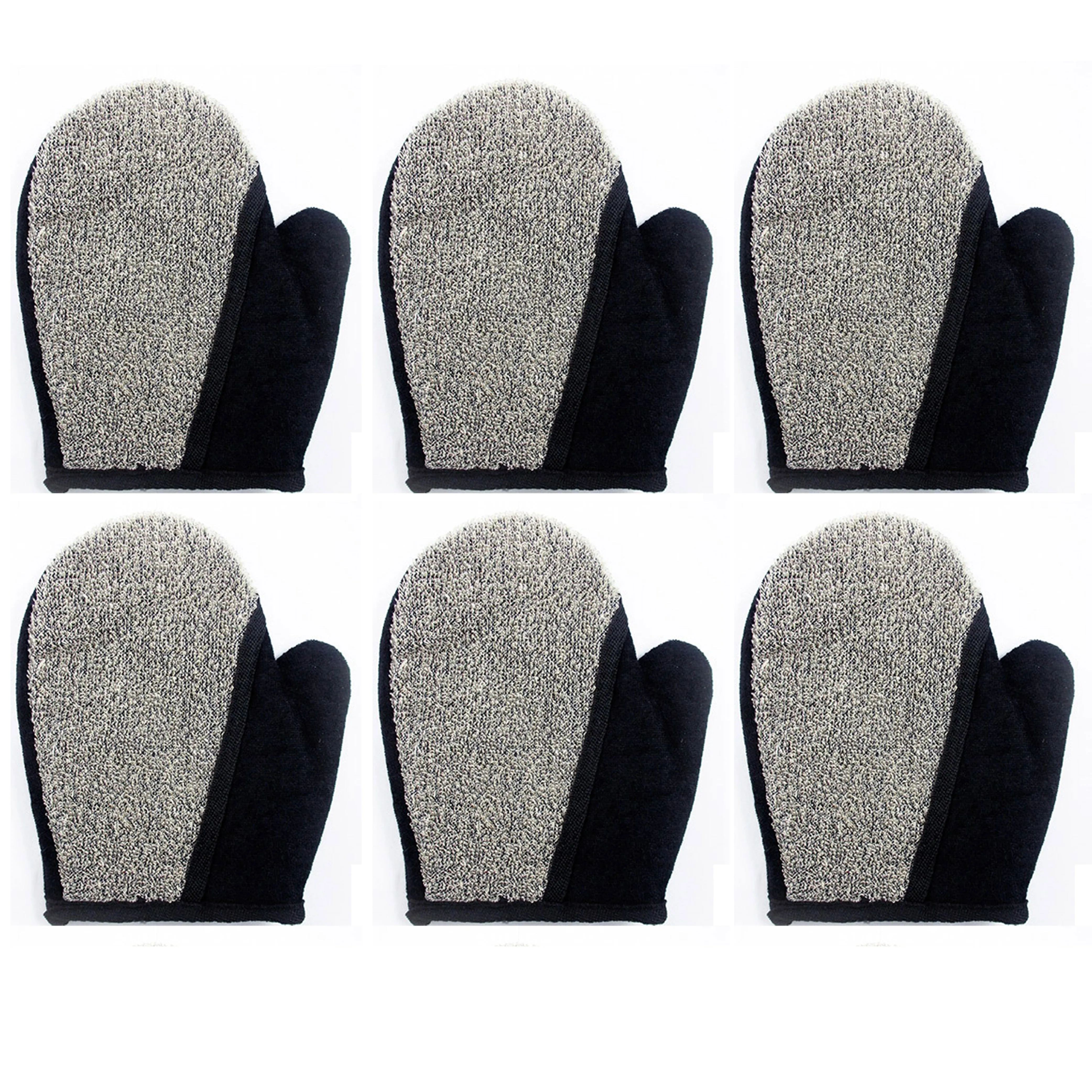 6 Pc Exfoliating Spa Bath Gloves Loofa Brush Scrub Shower Glove Skin Scrubber