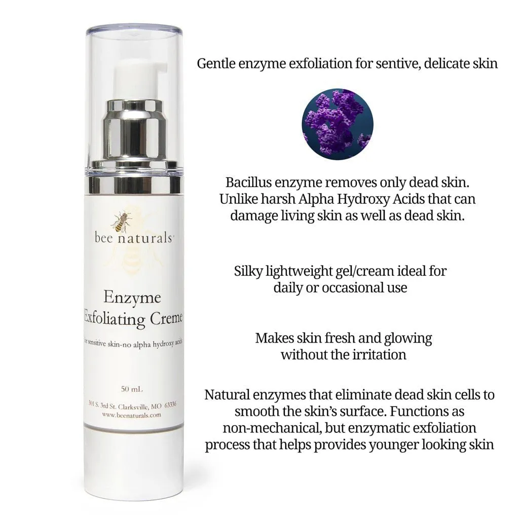 Brightening Enzyme Exfoliating Crème – Gentle Bacillus Ferment Formula for All Skin Types, Smooths & Brightens Complexion with Vitamin E
