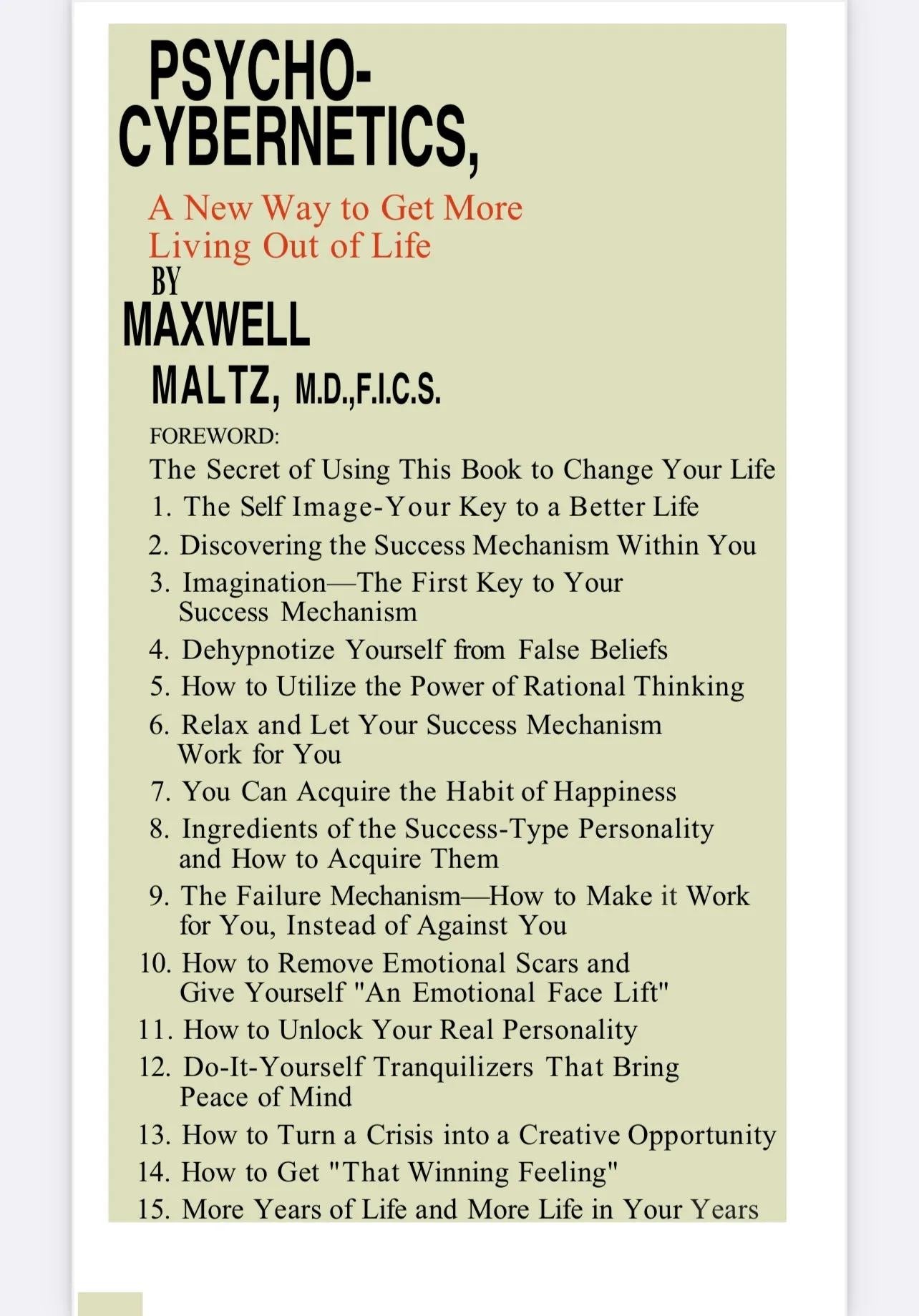 PsychoCybernetics Ebook- Your Key To A Better Life
