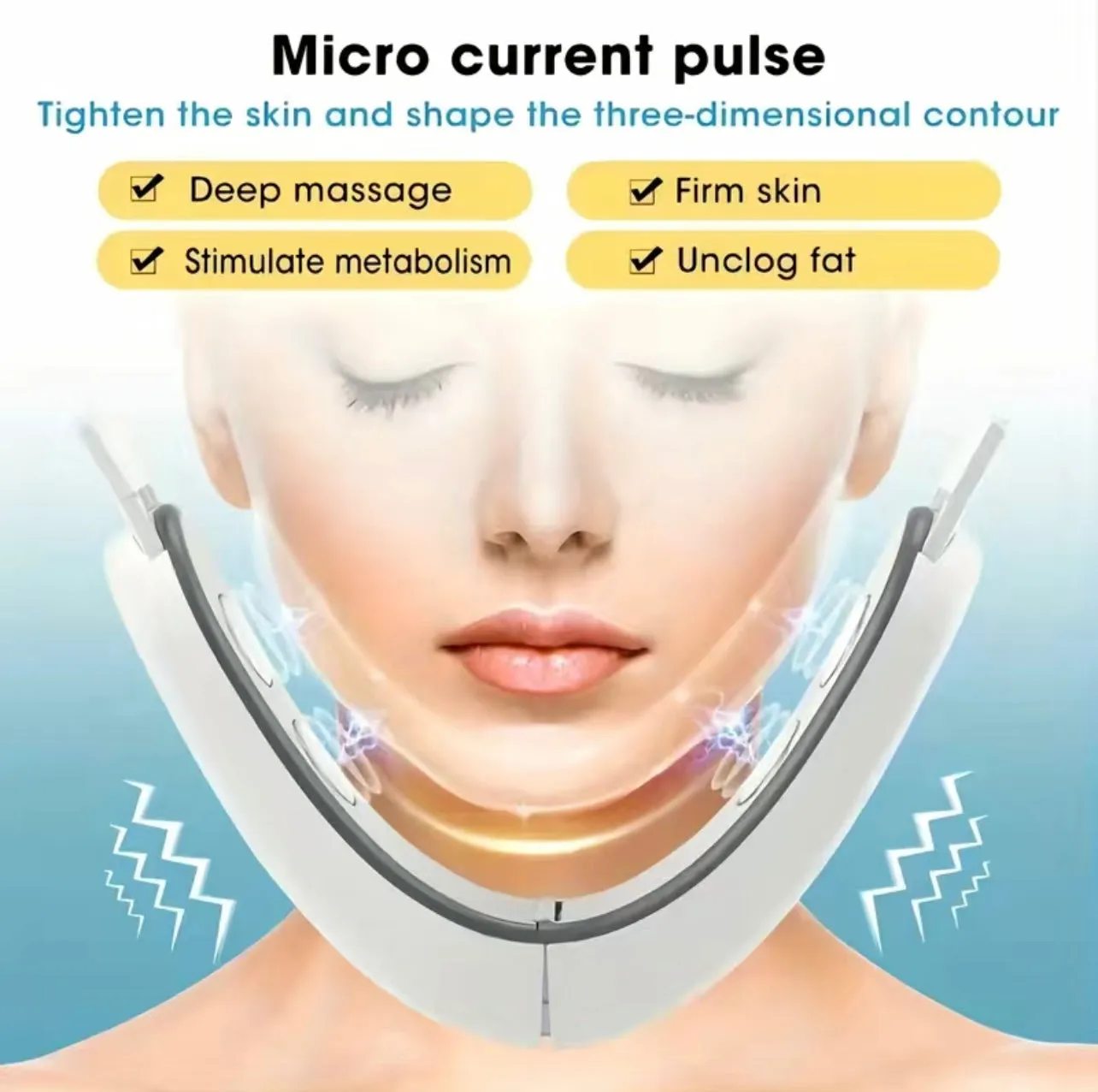 Salon Quality At-Home Radio Frequency Micro Current Double Chin Correction Device