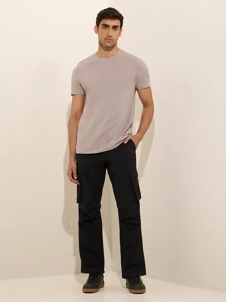 WES Casuals Light Grey Slim-Fit Cotton T-Shirt