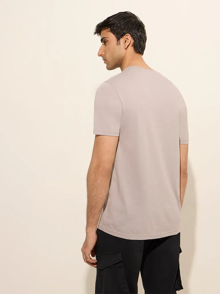 WES Casuals Light Grey Slim-Fit Cotton T-Shirt