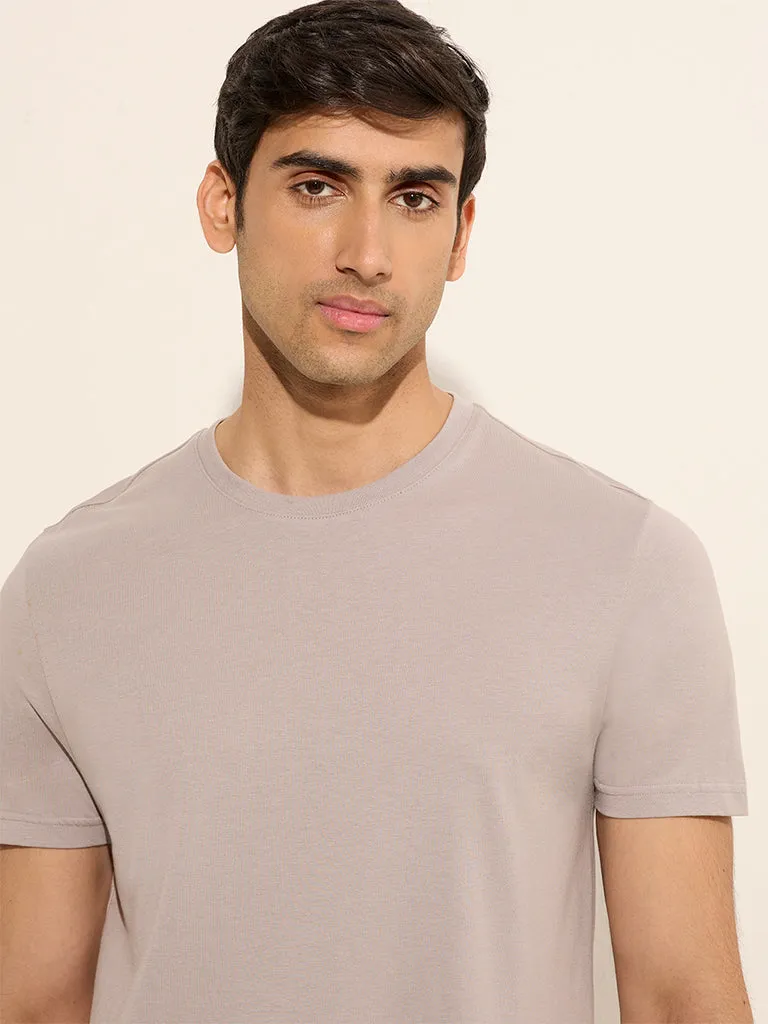 WES Casuals Light Grey Slim-Fit Cotton T-Shirt